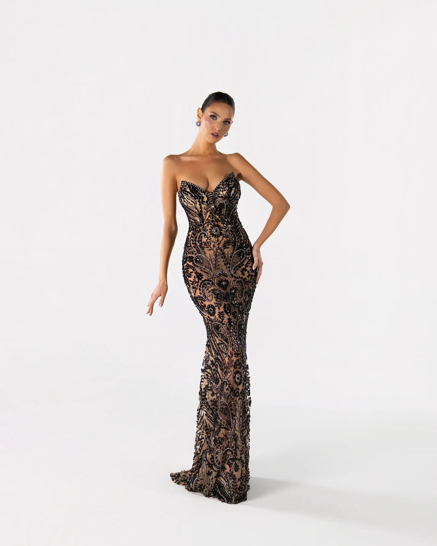 Embellished Strapless Gown