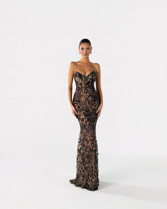 Embellished Strapless Gown